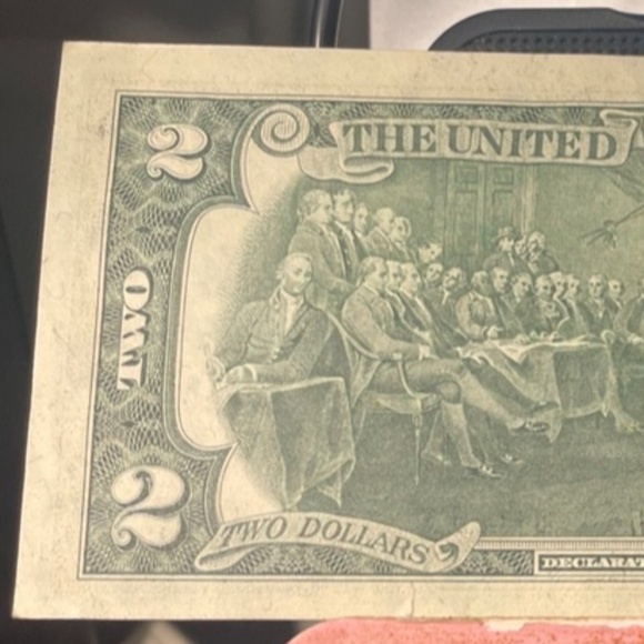 Rare Error 1976 $2 Miscut Off Center Border# K 21087759 A - Picture 4 of 7